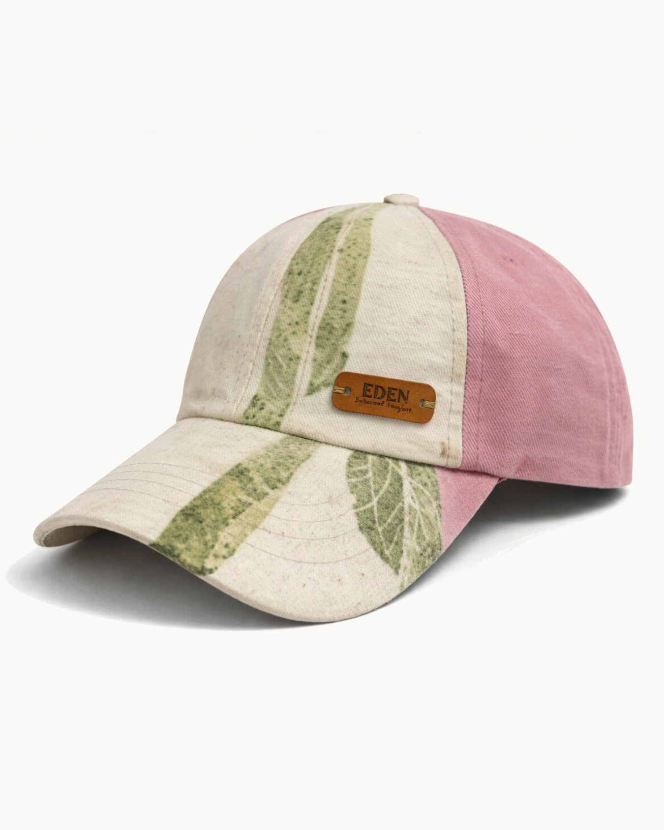 Botanical hat, leaves, pink mango