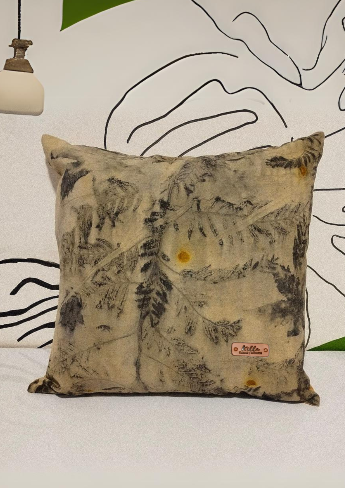 Pure cotton cushion cover with organic and botanical print