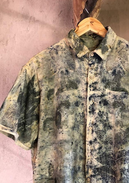 Leaf and herb print eco shirt, eco dye, natural dye, eco gift