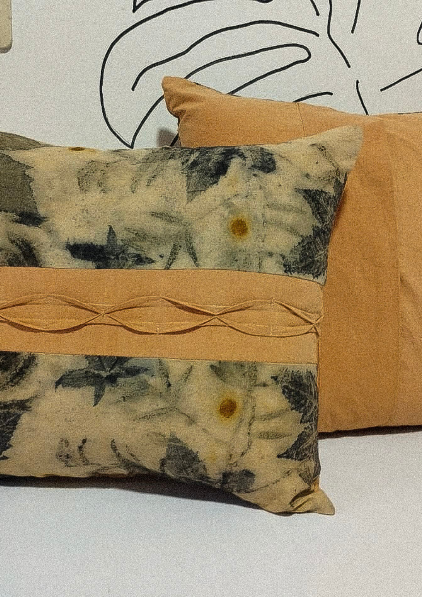 Pure cotton cushion cover with organic and botanical print