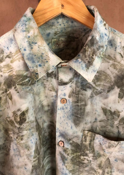 Leaf and herb print eco shirt, eco dye, natural dye, eco gift