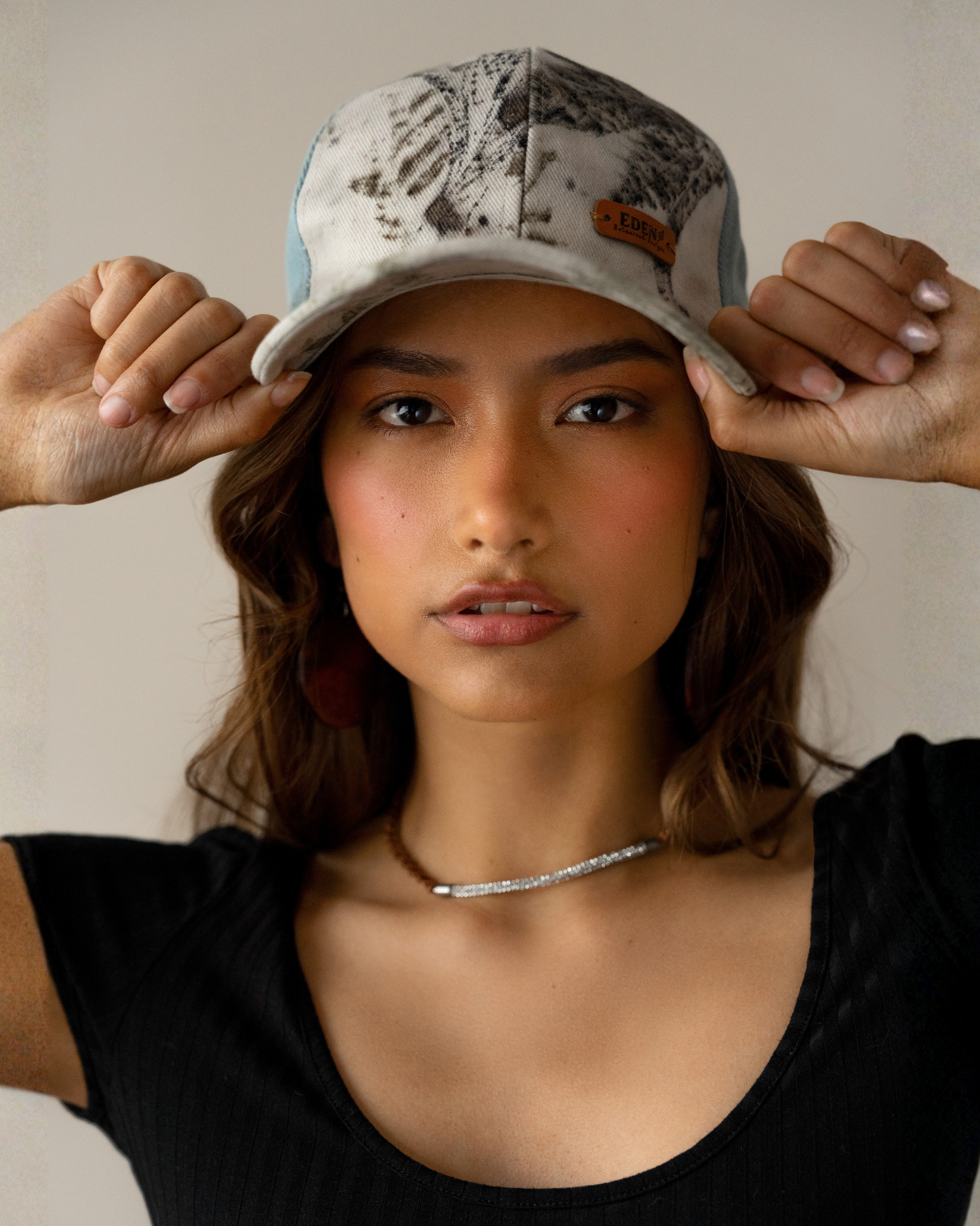 Botanical eucalyptus hat in natural blue