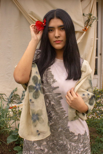 Ecoprint Shawl, Bohemian Clothing, Ecoprint Shawl for Women, Eco Print Shawl, Designer Shawl, Regenerative Sustainable Clothing