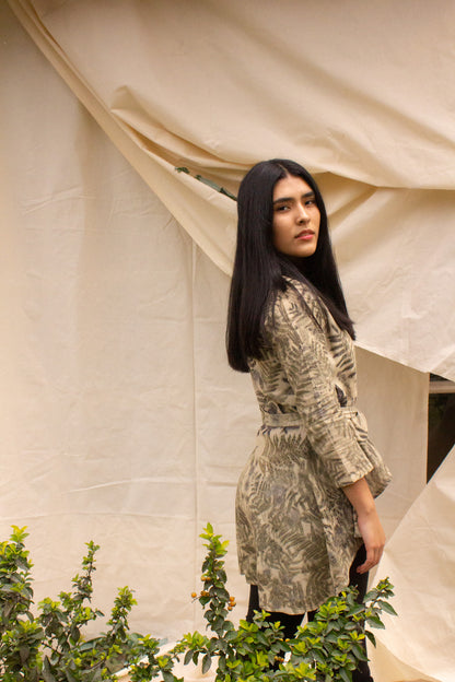 Reyna blouse with ecoprint tail with handmade organic plants