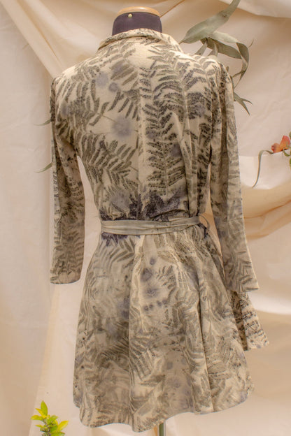 Reyna blouse with ecoprint tail with handmade organic plants