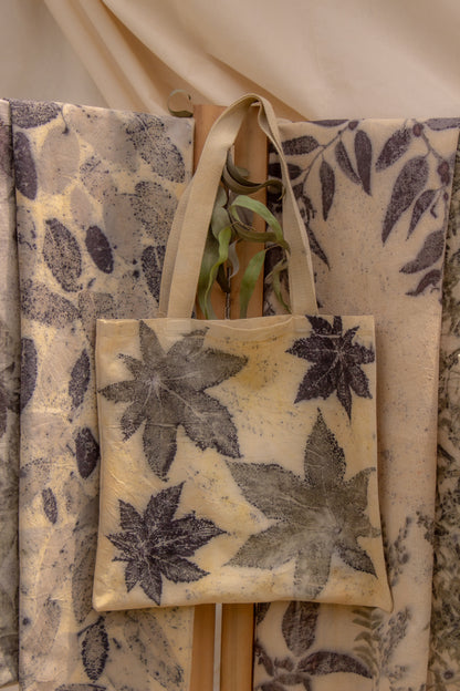Botanical eco print tote bag